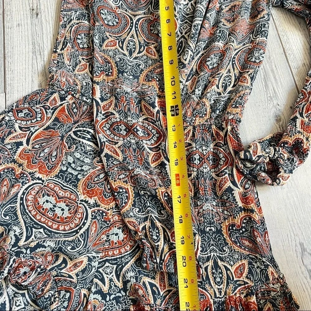 AEROPOSTALE Long Sleeve Ruffle Multi-Color Paisley Print Romper Women's Size XS‎